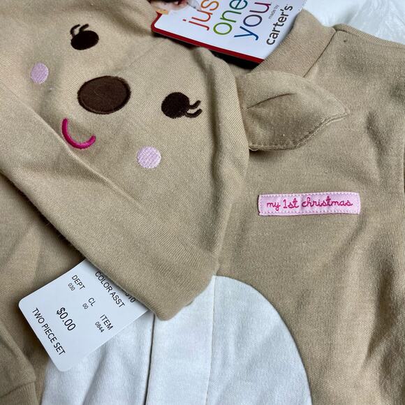 Carter's Just One You My First Christmas Set Baby Size 6 Months Reindeer Pajamas - Picture 8 of 9